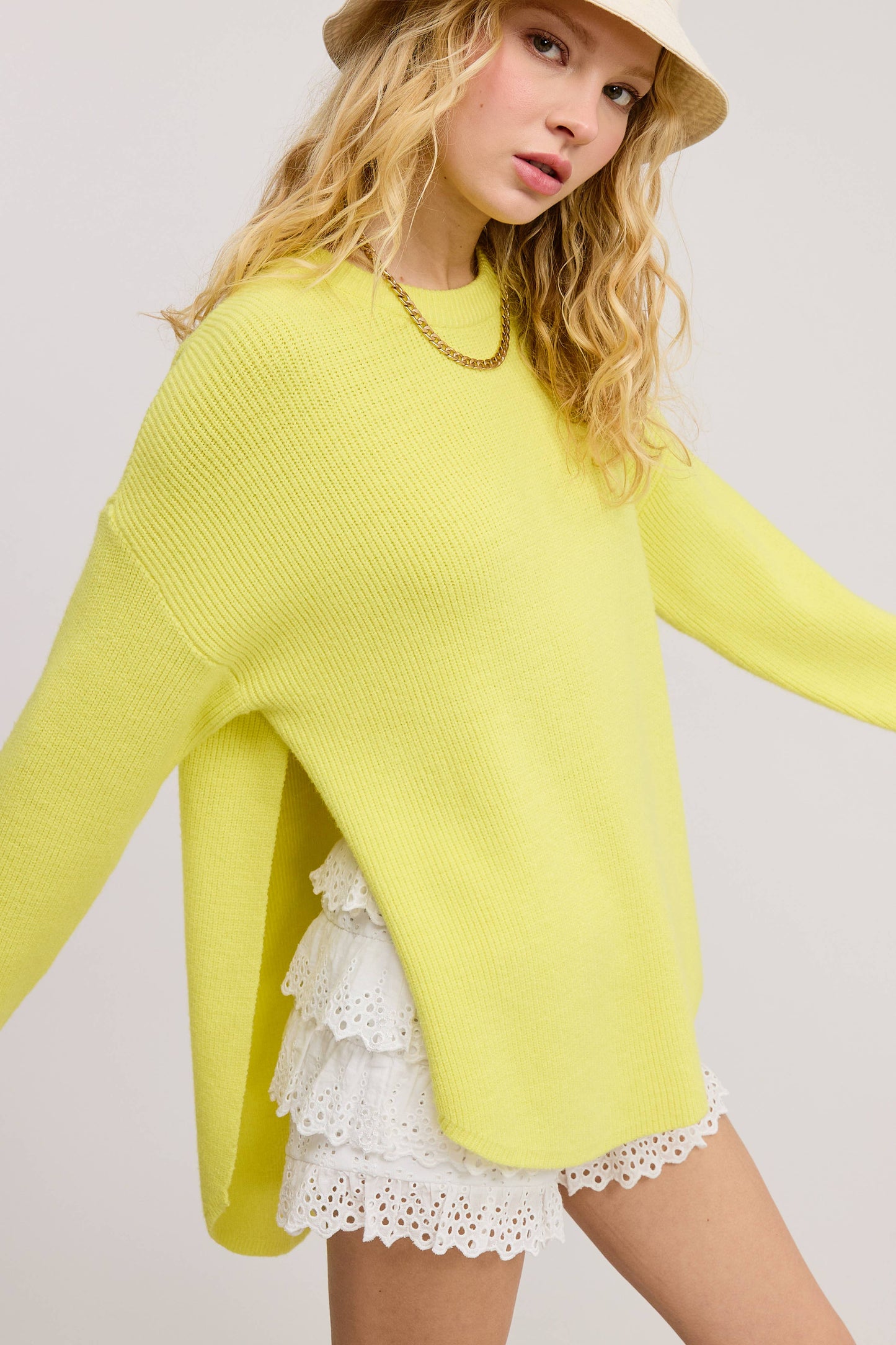 Cozy Knit Sweater with Dual Side Slit