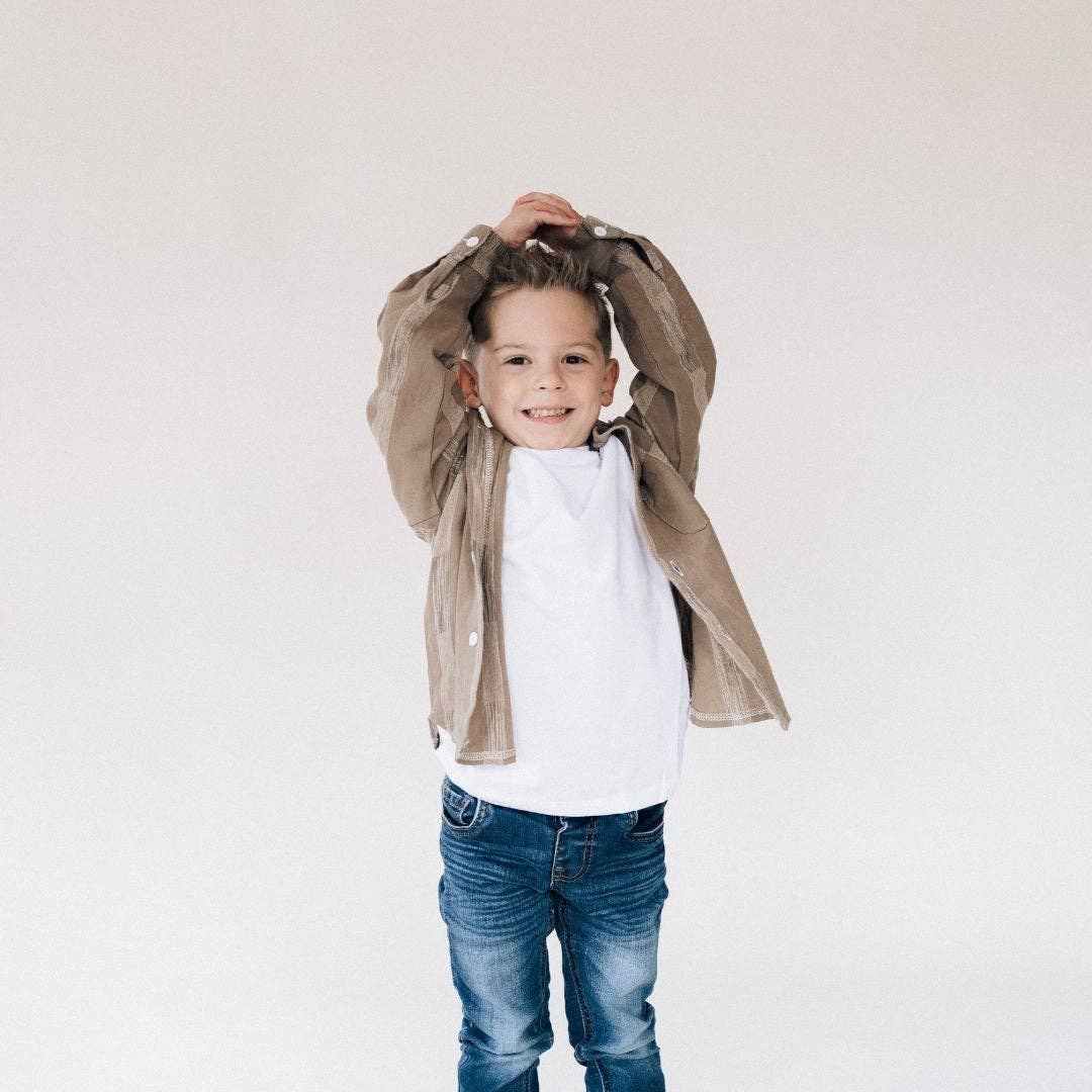 100% Cotton Button Down Long Sleeve Shirt with Hoodie - Child
