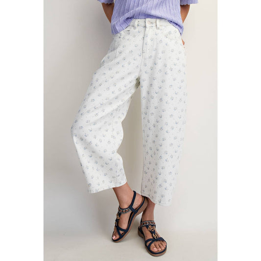 FLORAL PRINT BARREL PANTS