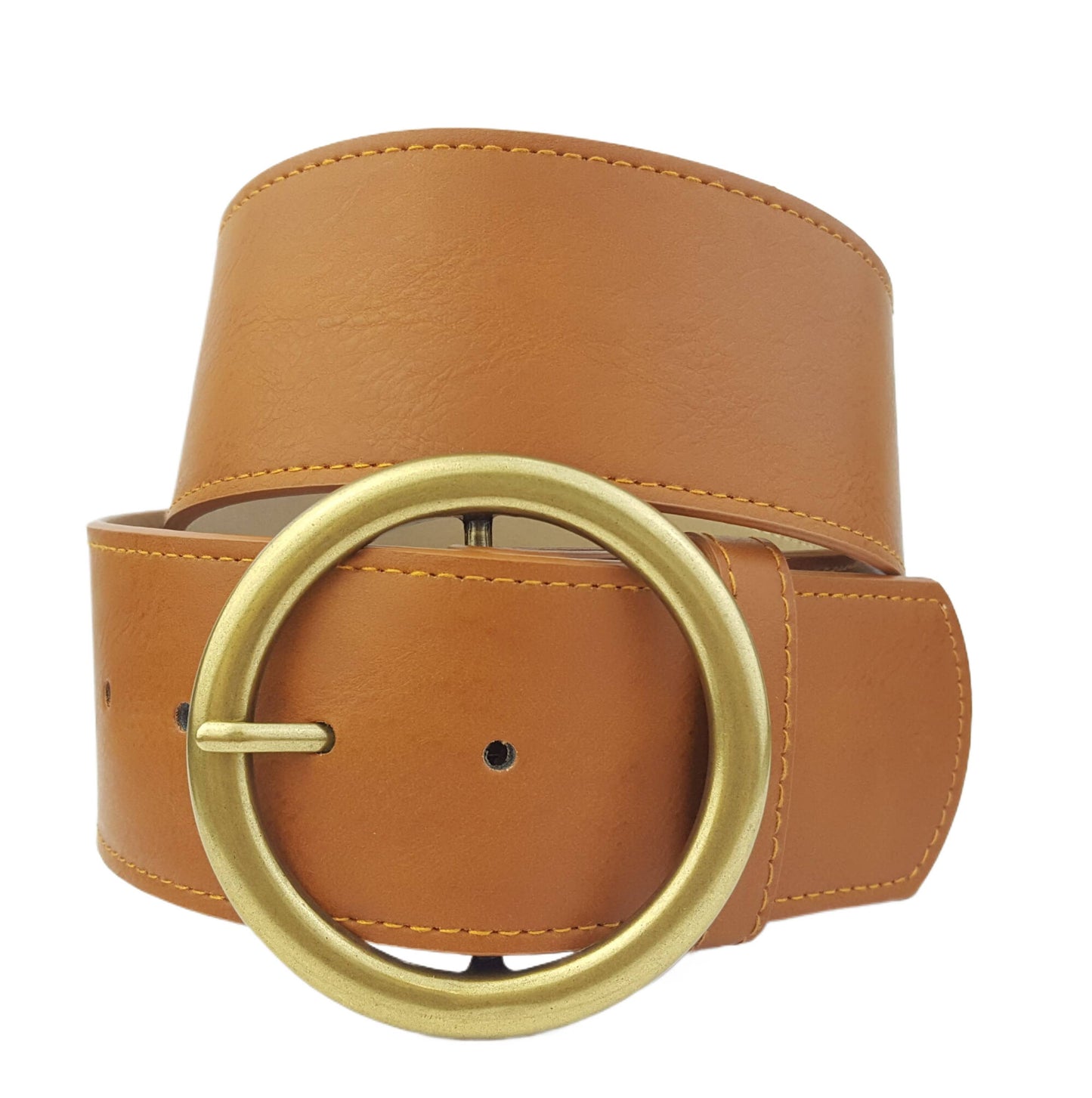 Wide High Waist Belt with Round Buckle