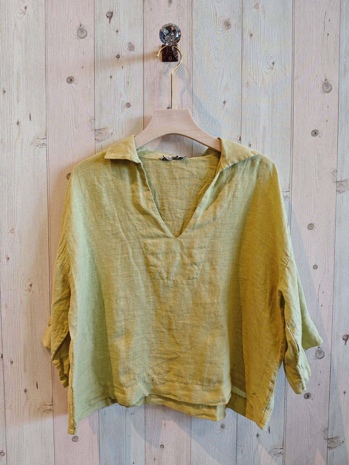 100% Linen Collar Blouse