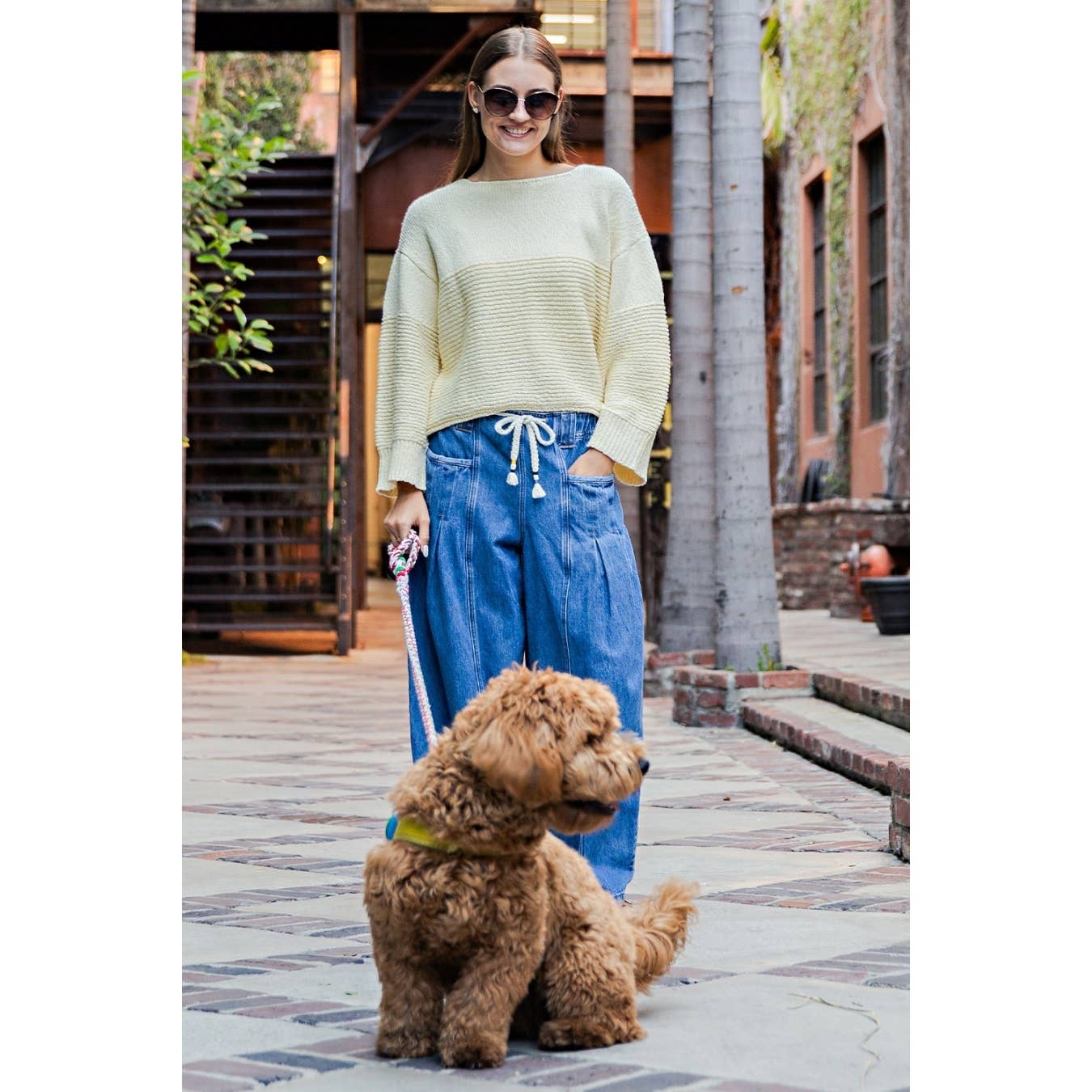 Textured Boat Neck Cotton Sweater