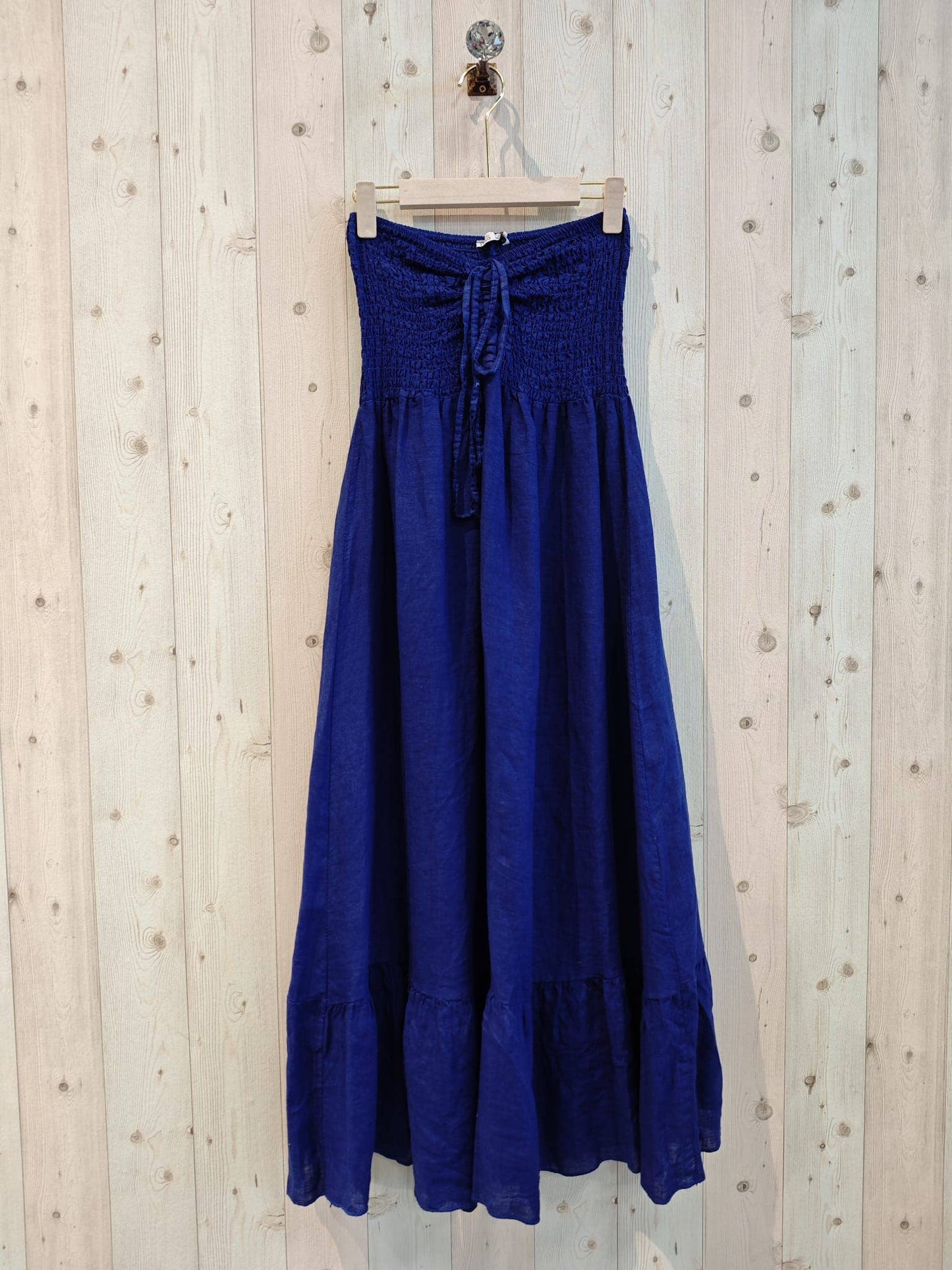Linen Strapless Maxi Dress