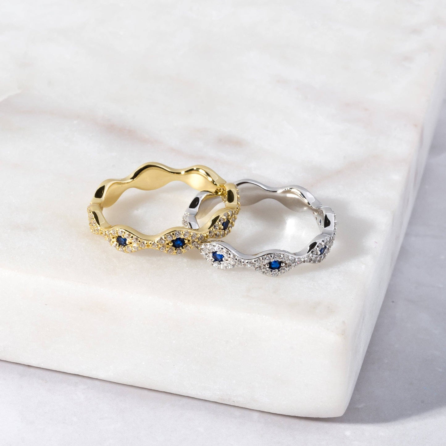 White Gold Evil Eye Ring