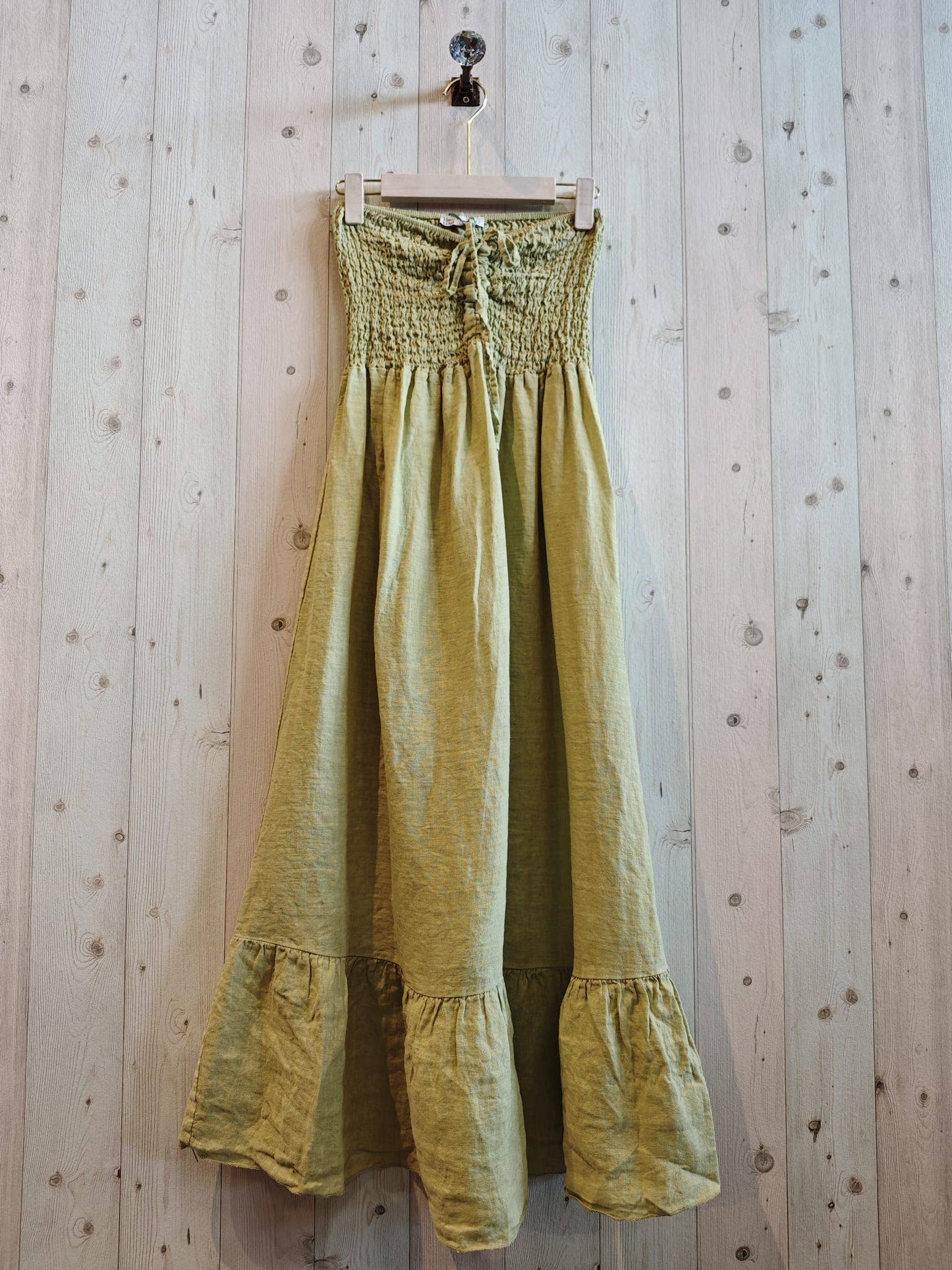 Linen Strapless Maxi Dress