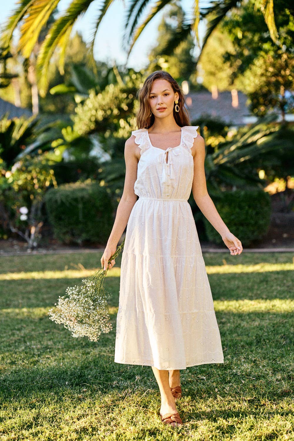 100% Cotton Darling Eyelet Midi Dress